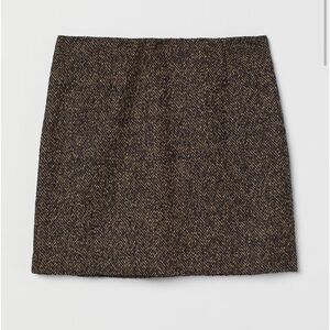 H&M Textured Weave Brown Mini Skirt